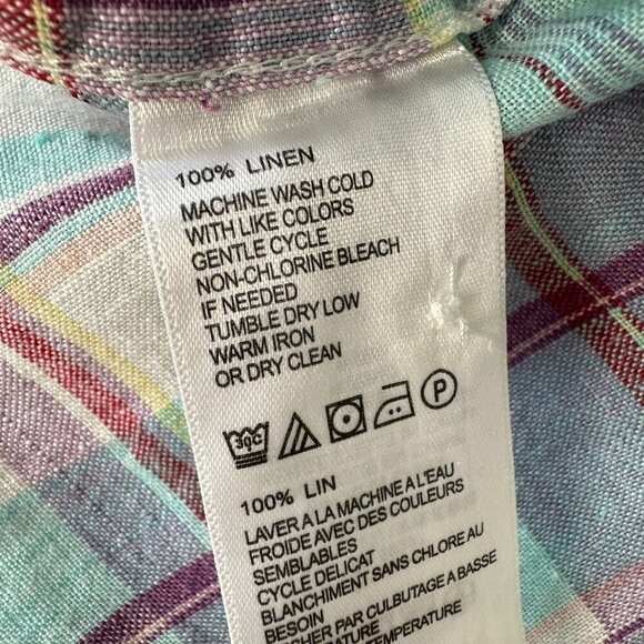 Tommy Bahama Linen Long Sleeve Button Down Shirt 2XL Blue Purple Plaid - Picture 8 of 12